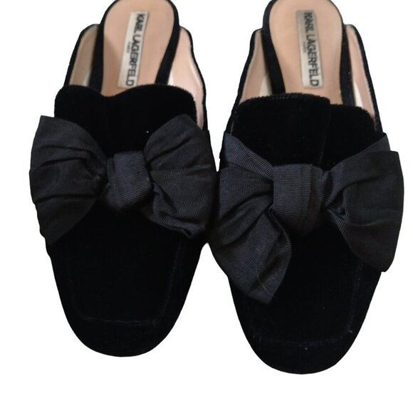 Karl Lagerfeld Odetta 2 Women's Size 8M Black Closed Toed Bow Slip On Sandals - Picture 2 of 6
